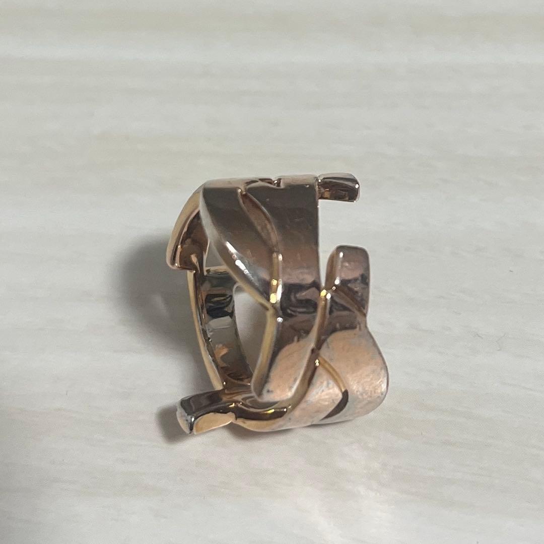 Saint Laurent Pink Gold Tone Metal Cassandra Ring Size 8 EU 57
