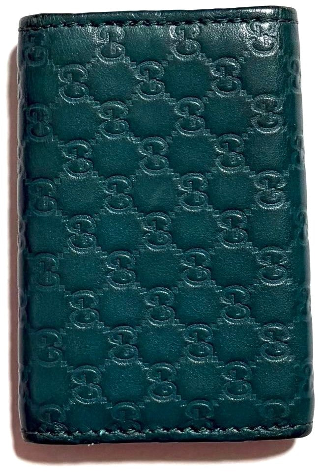GUCCI Microguccissima GG 6-Hook Key Case Holder Green Leather Italy Authentic