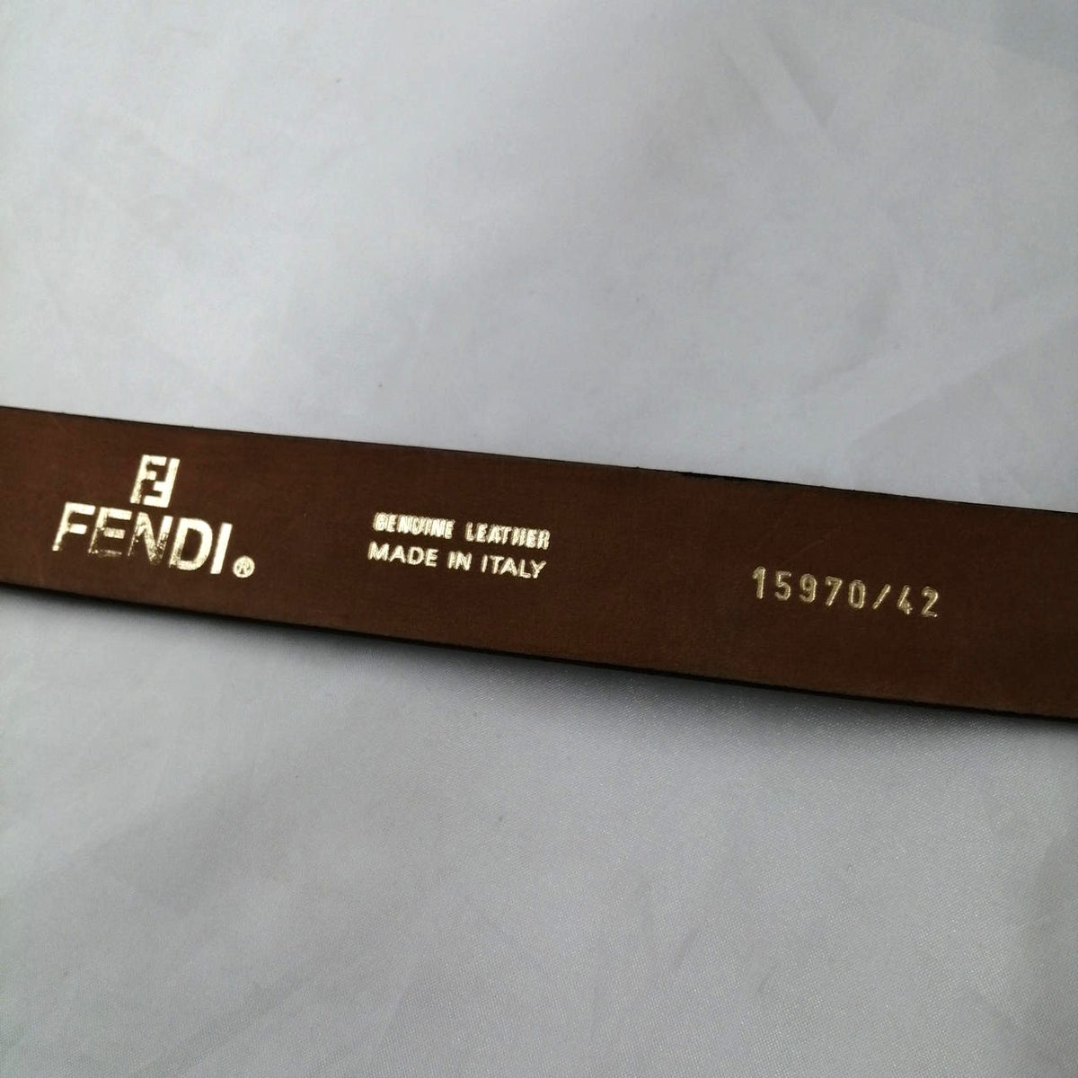 FENDI Zucca Logo Buckle Leather Belt Black Silver Hardware Mens 86cm 33.9in