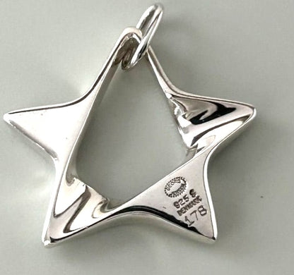 Georg Jensen 178 Star Pendant Top Sterling Silver 925 Denmark 1.0x1.0in.