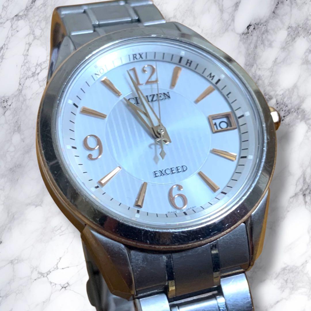 CITIZEN Exceed EBG74-5072 Eco-Drive Mens Watch White Dial Titanium Bracelet