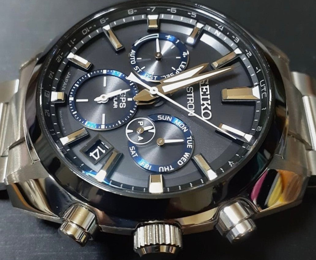 Seiko Astron SBXC053 5X53 GPS Solar Titanium Watch Silver Japan Auth Used Box
