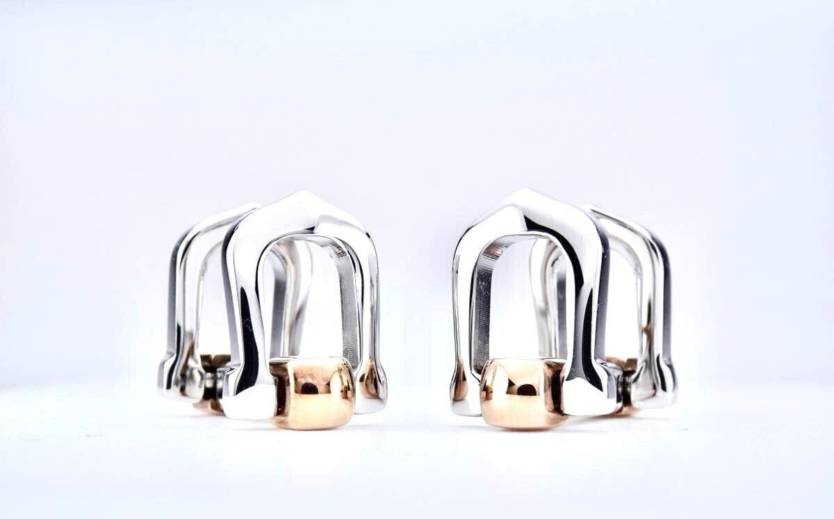 Cartier Long C Cufflinks Silver 925 Gold Two-Tone Metal Authentic Japan Used