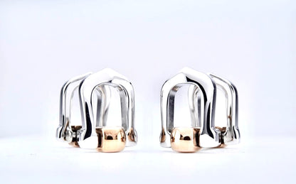 Cartier Long C Cufflinks Silver 925 Gold Two-Tone Metal Authentic Japan Used
