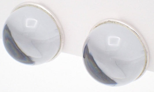 Baccarat Round Clip-On Earrings Silver 925 Crystal Clear 0.6x0.6in Authentic