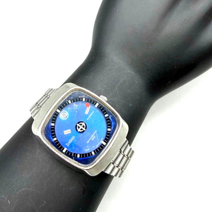 Zodiac Astrographic SST Automatic Watch Blue Dial Square Case Vintage Swiss Made