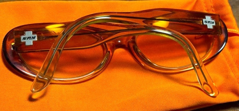 SPY Sunglasses Oval Frame Orange Lens Clear Acetate Unisex Italy Y2K VTG Used