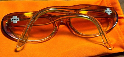 SPY Sunglasses Oval Frame Orange Lens Clear Acetate Unisex Italy Y2K VTG Used