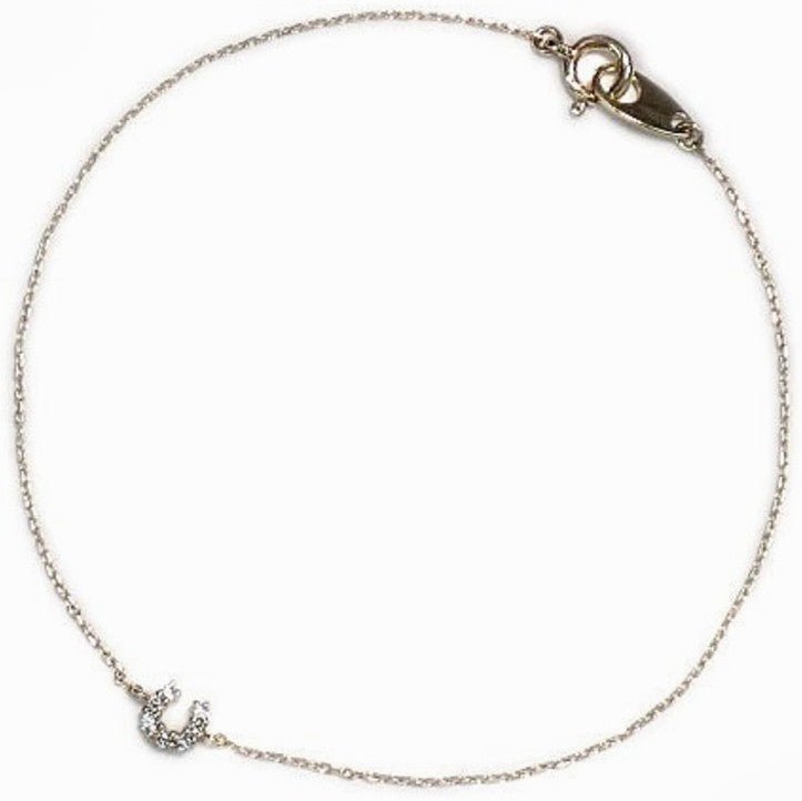ete Diamond Horseshoe Bracelet K10 10K Yellow Gold Delicate Used Authentic Japan