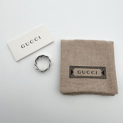 GUCCI Interlocking G Gourmette Chain Ring Silver 925 US 10 / EU 62 Auth Used