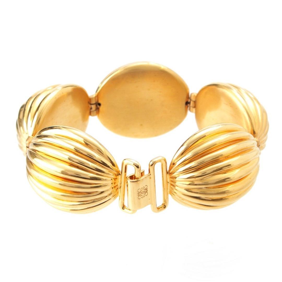 Authentic Loewe Anagram Nutshell Gold Tone Bracelet L 21cm 8.3in
