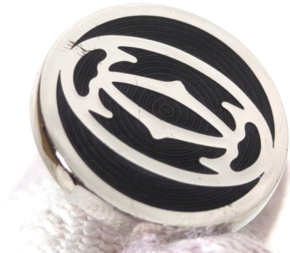 Cartier Double C Logo Cufflinks Silver 925 Black Enamel w/Box Authentic Japan
