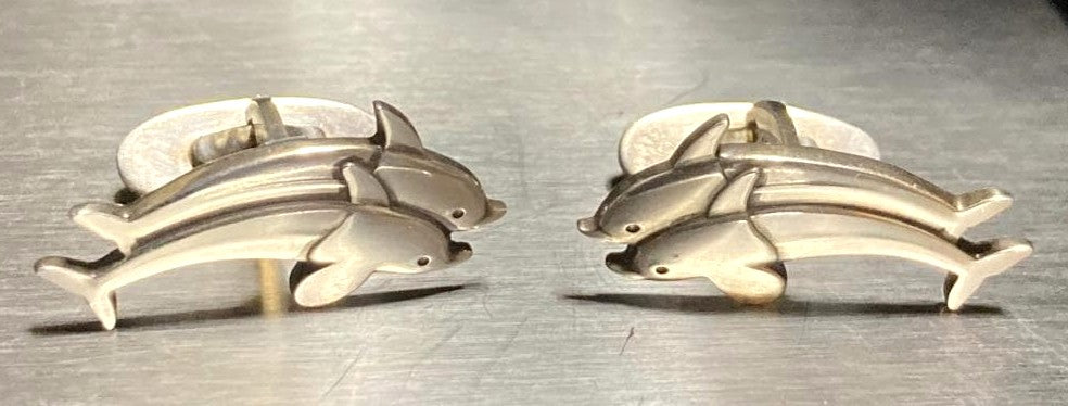 Georg Jensen Dolphin Cufflinks Sterling Silver 925 Mens Denmark Vintage Design