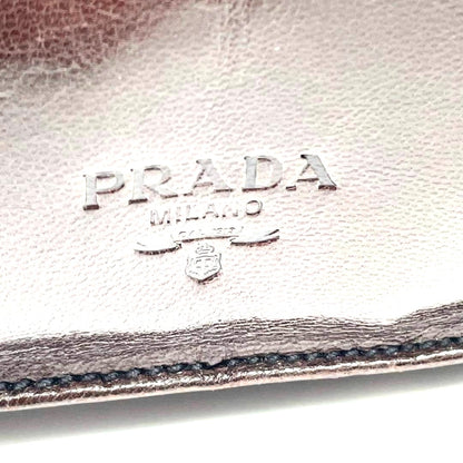 PRADA Milano Leather Shoulder Bag Brown Tortoise Plastic Chain Logo 30cm Auth