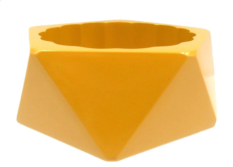GUCCI Acrylic Geometric Bangle Bracelet Mustard Yellow 8.3in Italy Authentic