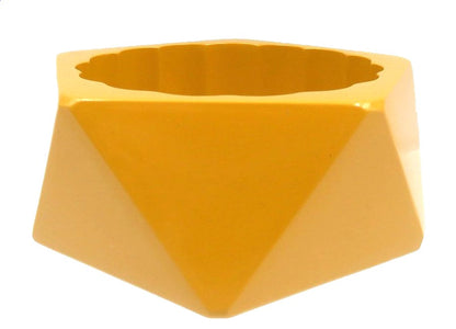 GUCCI Acrylic Geometric Bangle Bracelet Mustard Yellow 8.3in Italy Authentic