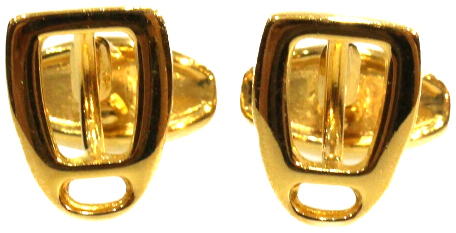 GUCCI Gold Tone Stirrup Cufflinks Mens Suit Accessory Italy Authentic 0.4x0.6in