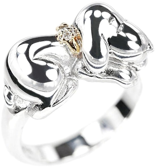 SNOOPY Peanuts Diamond Ring SV925 Silver K18 Yellow Gold Used Japan US6.5 EU53