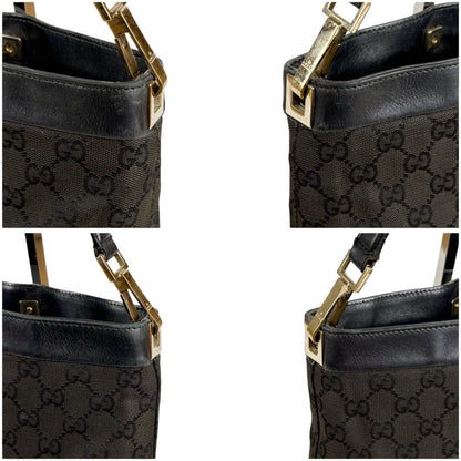 Gucci Auth GG Canvas One Shoulder Hobo Bag Black 27x25cm 10.6x9.8" Strap 46cm