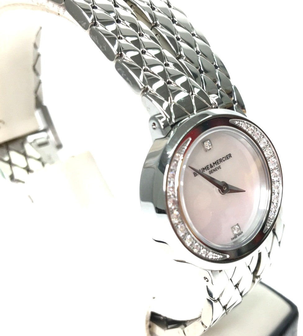 Baume & Mercier Promesse M0A10289 Ladies Watch Diamond Bezel MOP 24mm Swiss Used