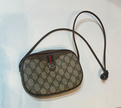 Gucci Authentic Vtg GG Canvas Sherry Line Mini Shoulder Bag Brown 13x19x4 cm