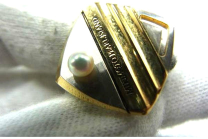 MIKIMOTO Pearl Cufflinks Gold Silver Tone Akoya Pearl 3mm Mens 0.6x0.6in Japan