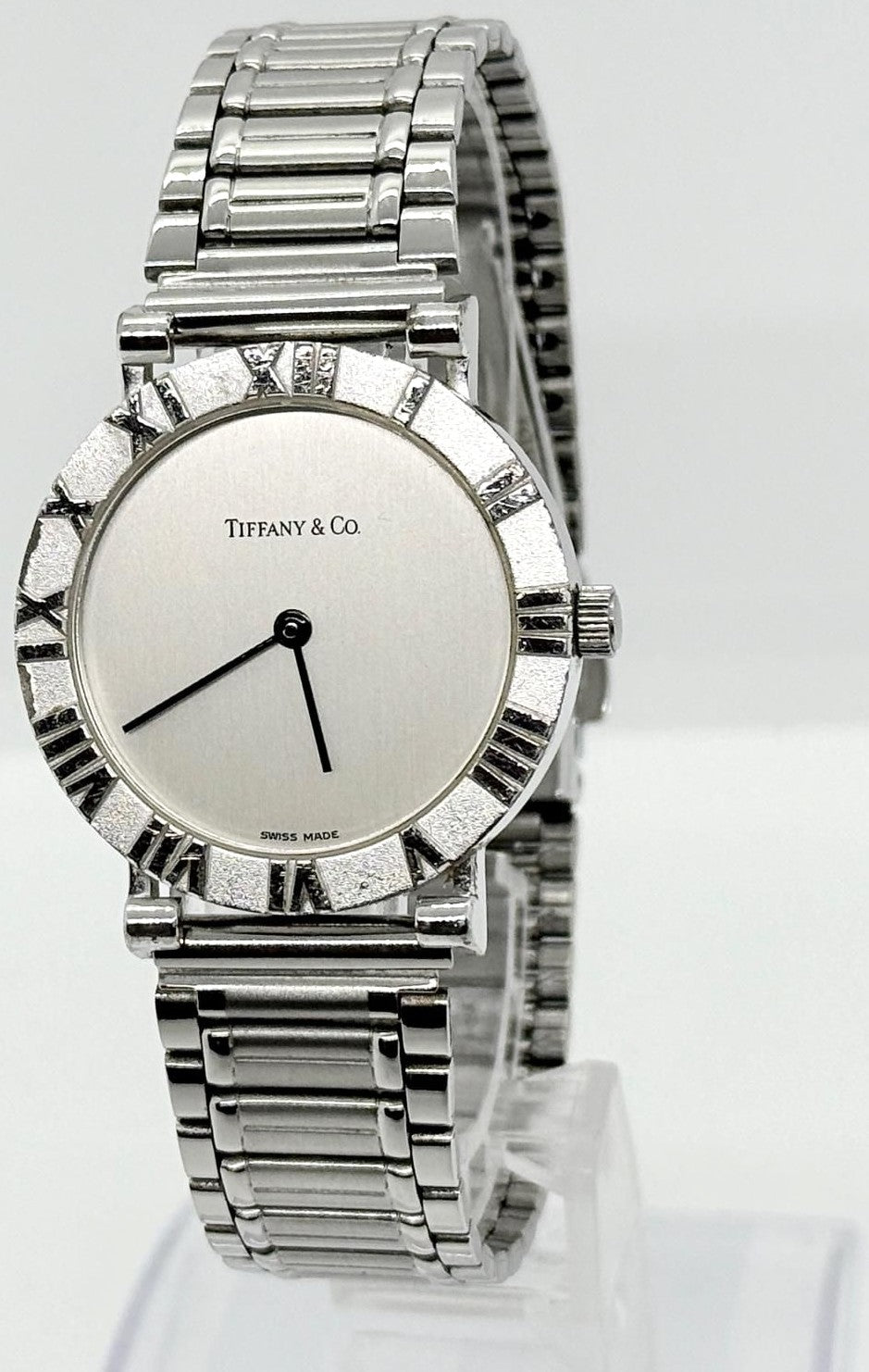 Tiffany & Co Atlas M0640 Unisex Quartz Watch Silver Stainless Steel Swiss Made