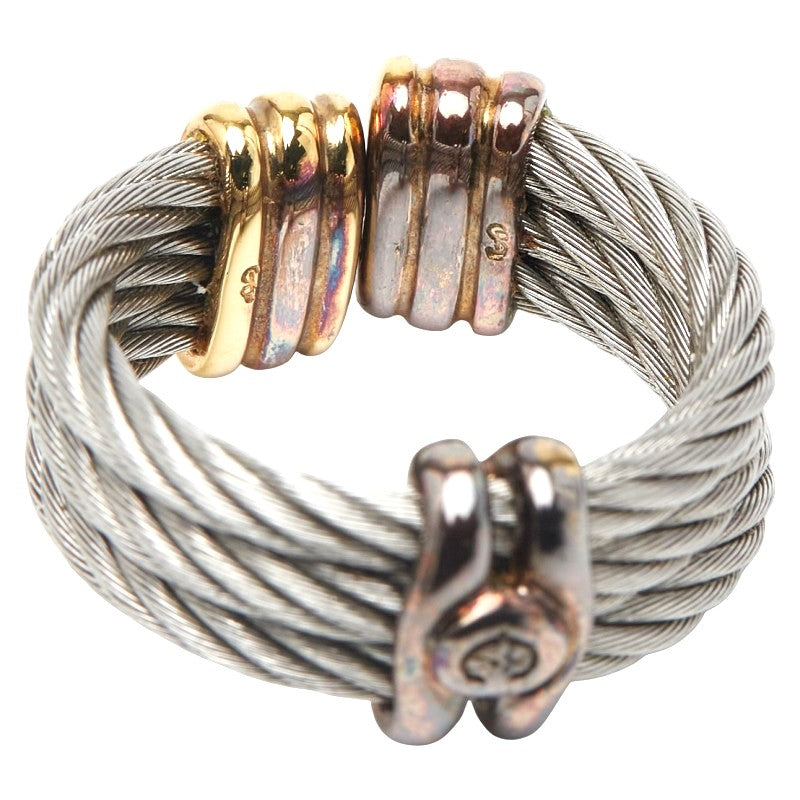 CHARRIOL Wire Cable Ring Silver Gold Stainless Steel Plated US5.5 EU50 Ladies