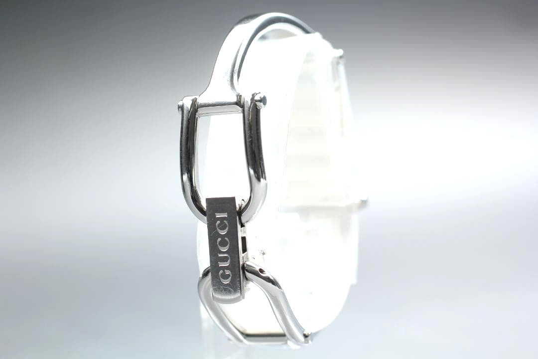 GUCCI 1500L Bangle Watch Black Dial Rectangle Stainless Steel Quartz Swiss Made