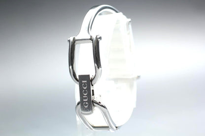 GUCCI 1500L Bangle Watch Black Dial Rectangle Stainless Steel Quartz Swiss Made