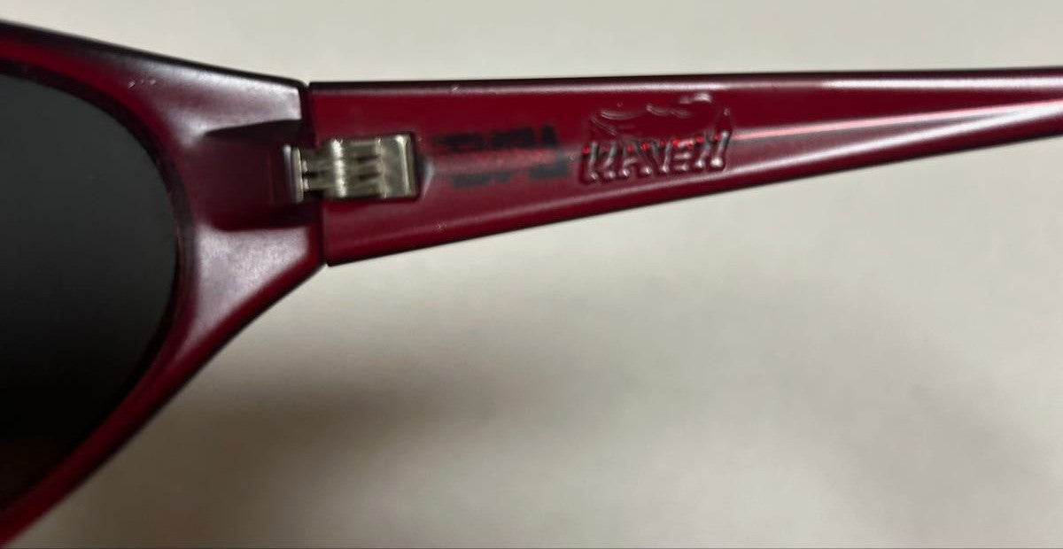 Arnette Raven Vintage Sunglasses Red Wine Oval Frame Gray Lens Mens Womens 90s