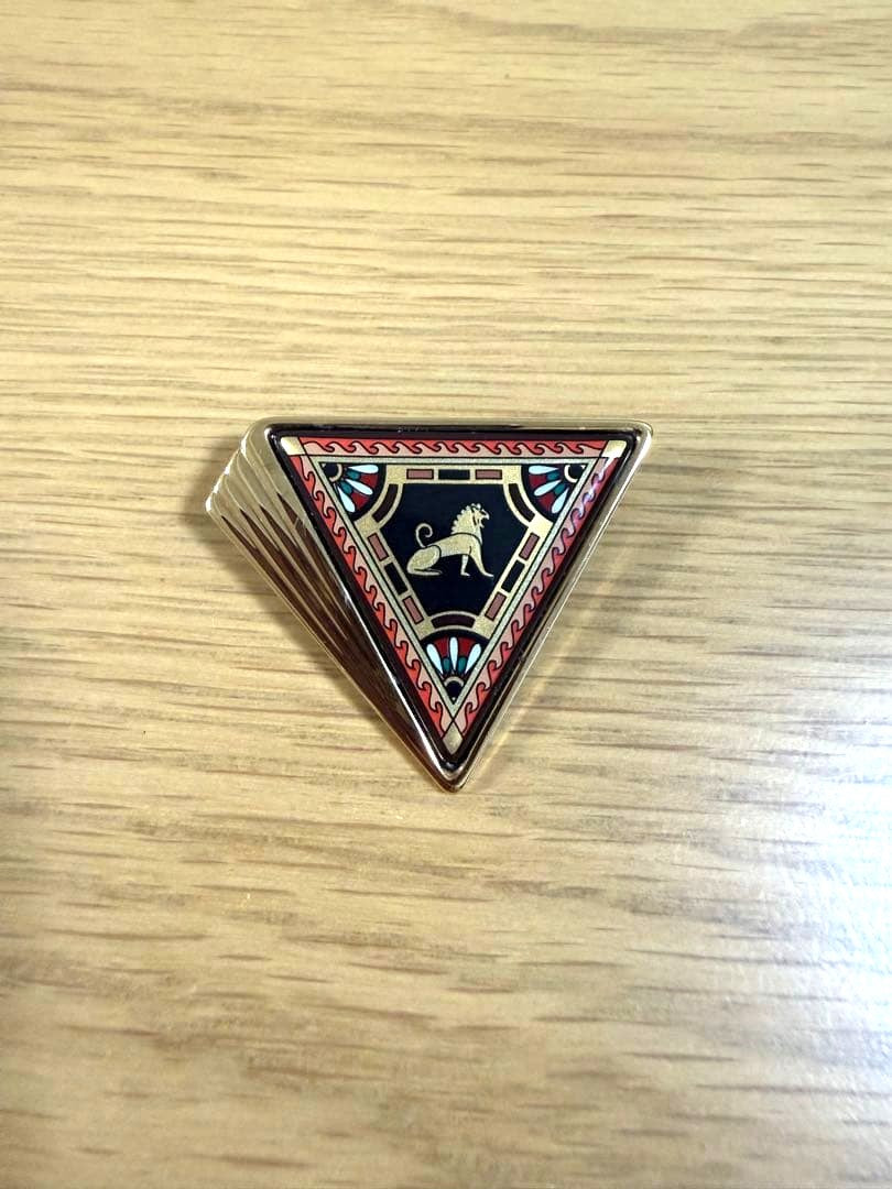 Michaela Frey Wien Vintage Lion Brooch Pin Enamel Gold Tone Triangle Austria