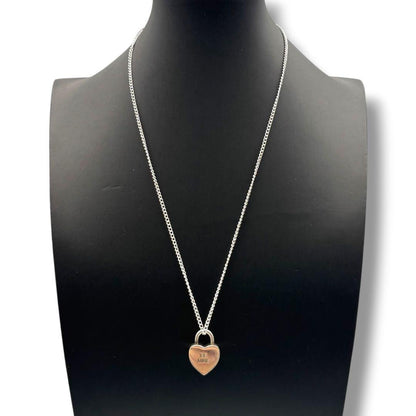 Tiffany & Co Sterling Silver 925 Be Mine Padlock Cadena Charm Necklace Top
