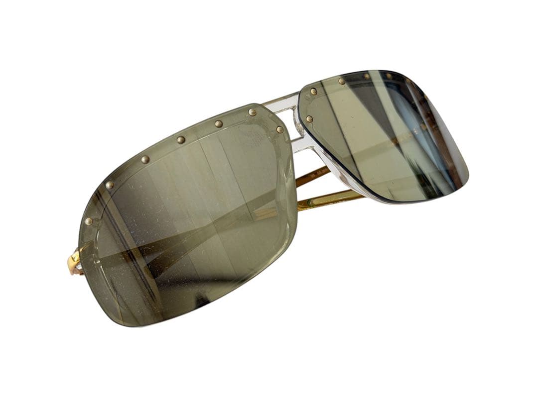 Vintage Gucci Gold Tone Temple Clear Frame Studs Sunglasses Men Tom Ford Era