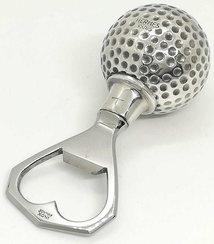 Hermes Paris Golf Ball Bottle Opener Silver Stainless Steel 9.5cm 3.7in France