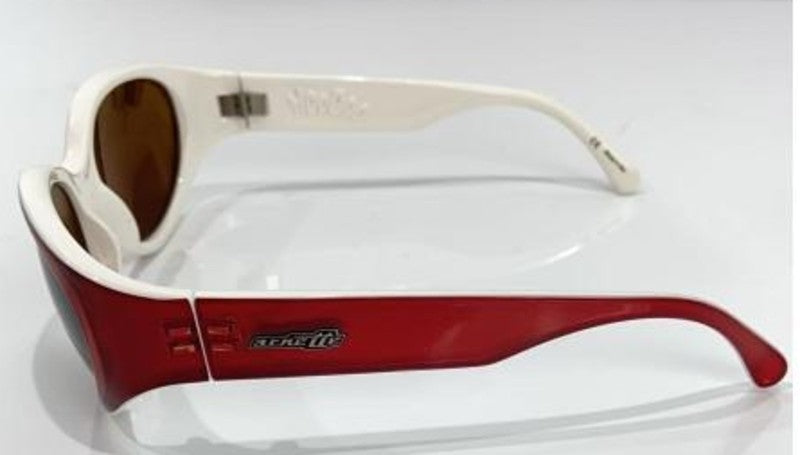 Arnette Sunglasses Mens Red White Frame Brown Lens Cat Eye Style Plastic