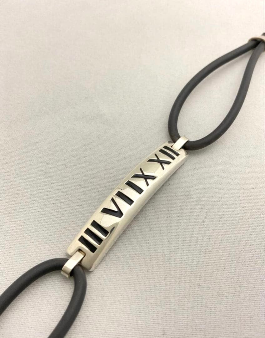 Tiffany & Co 2005 Sterling Silver 925 Rubber Atlas ID Bracelet 17.5cm 6.9in