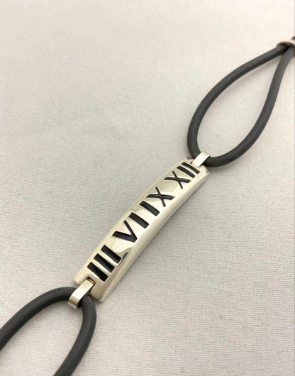Tiffany & Co 2005 Sterling Silver 925 Rubber Atlas ID Bracelet 17.5cm 6.9in