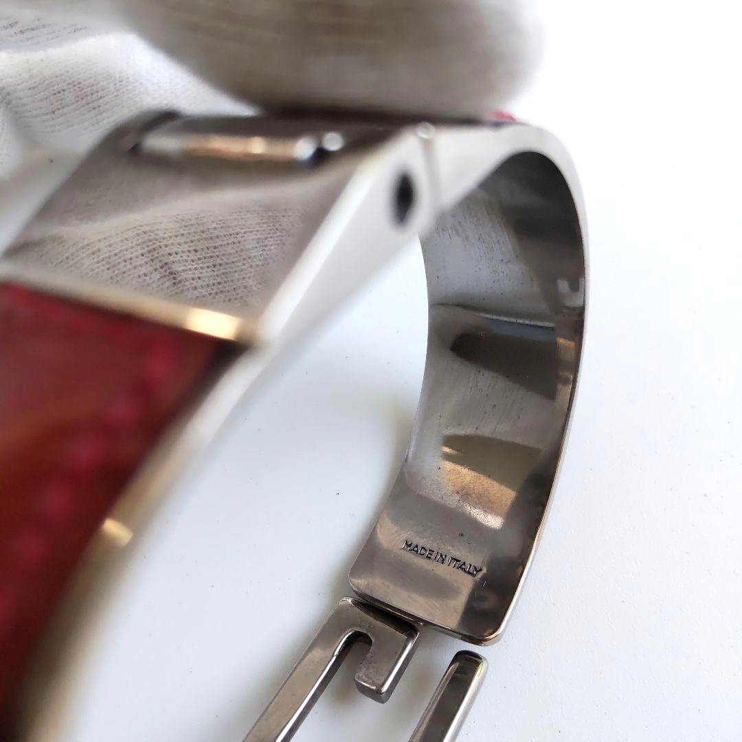 Gucci G Logo Bangle Bracelet Bordeaux Patent Leather Silver Tone Hardware 2.6in