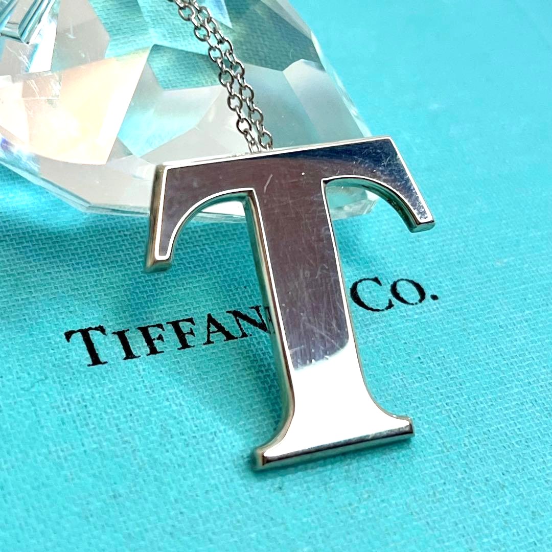Tiffany & Co T Initial Letter Pendant Necklace Silver 925 Chain 20in Jewelry