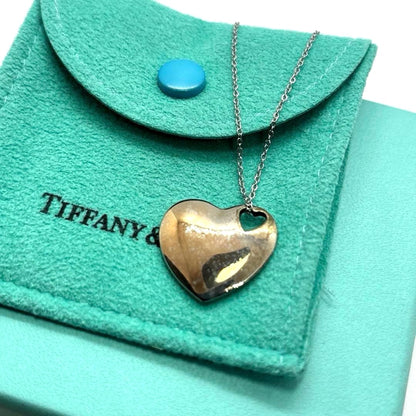 Tiffany & Co. Open Heart Pendant Necklace Sterling Silver 925 Chain 16mm