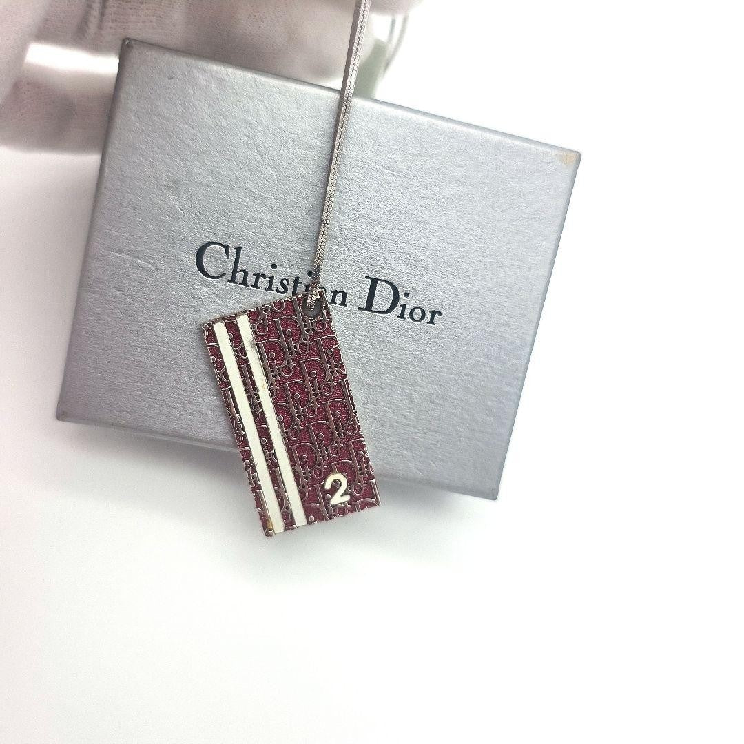 Christian Dior Bordeaux Trotter No2 Two Line Plate Necklace 55cm 21.7in Y2K