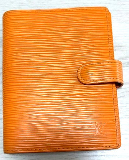 LOUIS VUITTON Epi Leather Agenda Cover Orange 6-Ring Notebook Planner Spain PM