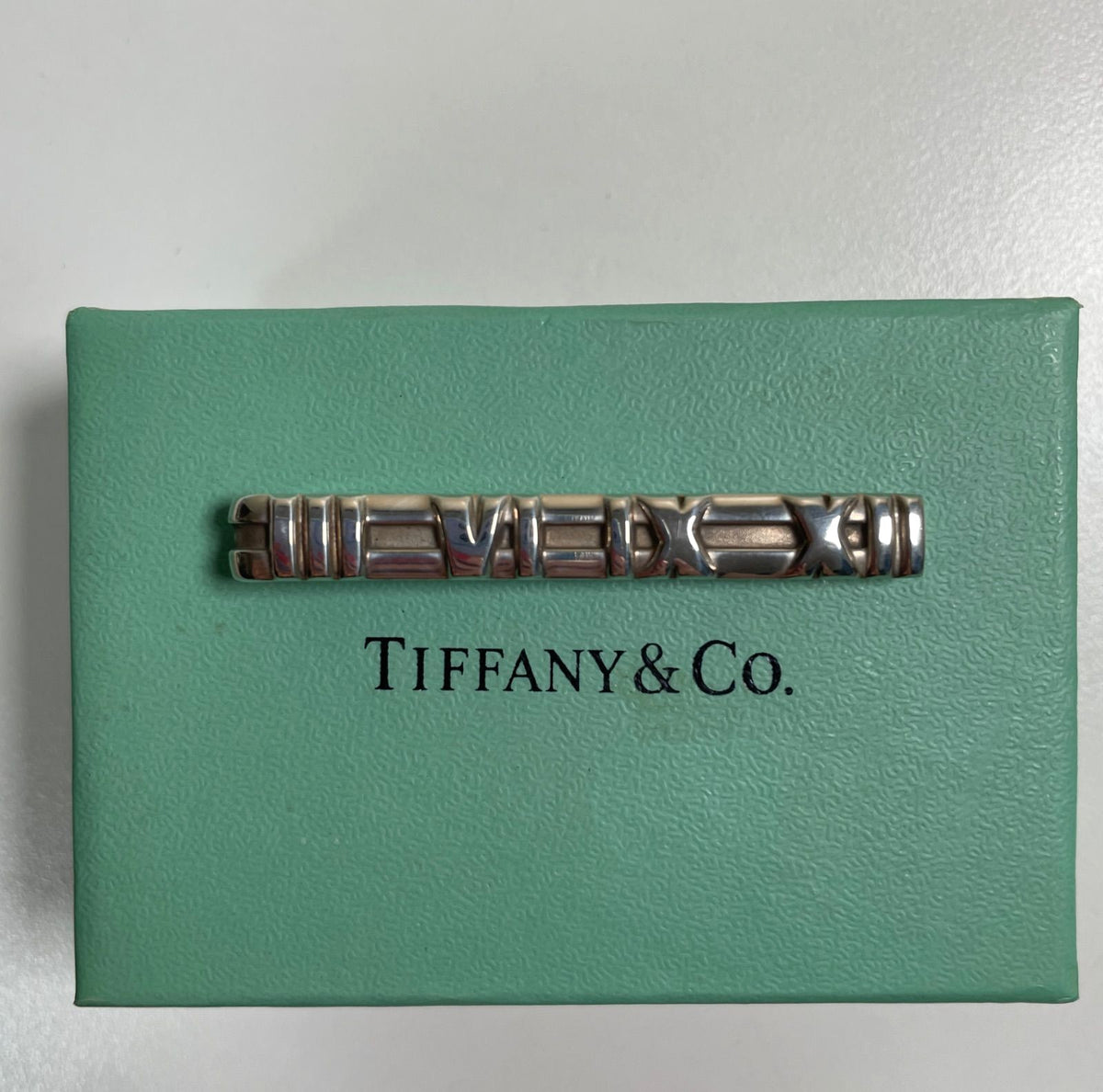 Tiffany & Co. Atlas Tie Bar Clip Sterling Silver 925 Authentic Vintage 1995