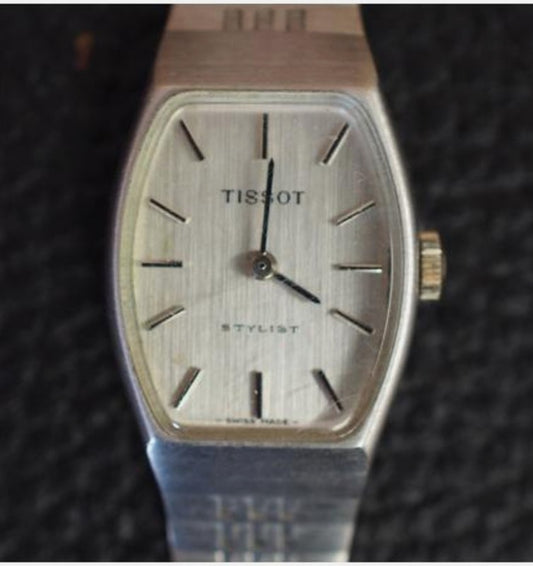 TISSOT Stylist Vintage Hand-Winding Bracelet Watch Silver SS Ladies Swiss Made