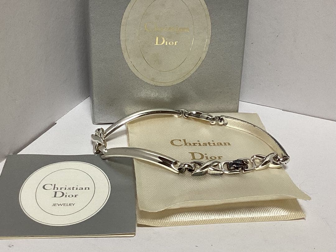 Christian Dior X Link Silver Tone Metal Bracelet Bangle