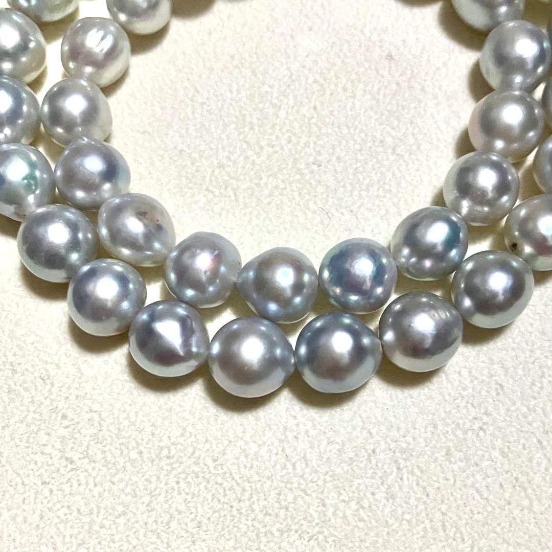 Akoya Pearl Necklace Blue Gray 9.0mm 37cm 14.6in Silver Clasp Certificate Japan