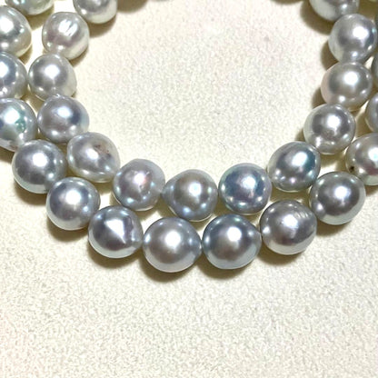 Akoya Pearl Necklace Blue Gray 9.0mm 37cm 14.6in Silver Clasp Certificate Japan