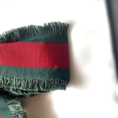 GUCCI Web Ribbon Bow Brooch Pin Green Red Stripe Silver Crystal Pearl Authentic