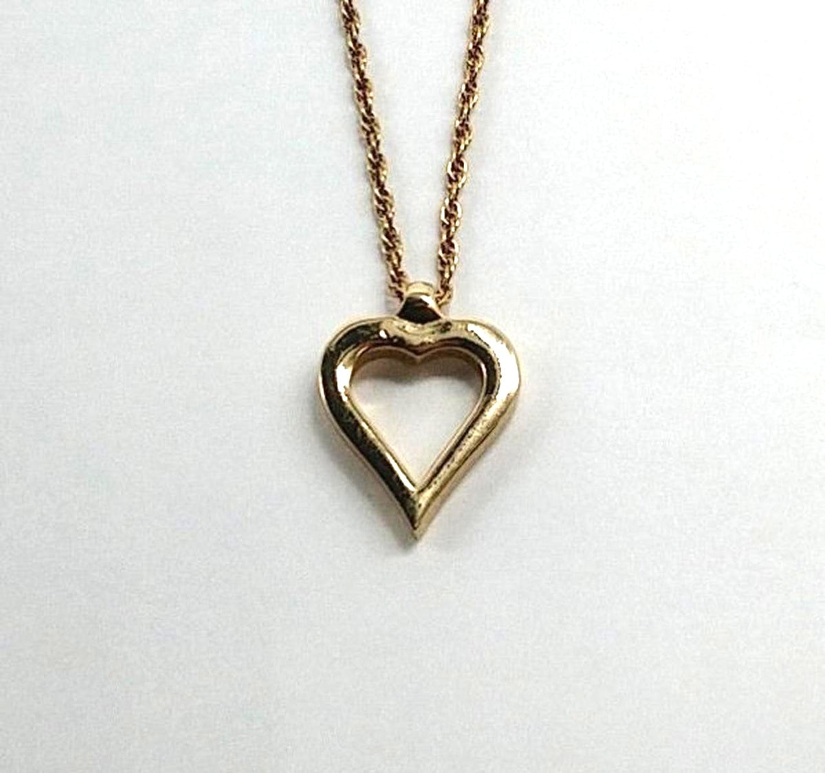 Christian Dior Open Heart Pendant Necklace Gold Tone Chain Authentic Vintage